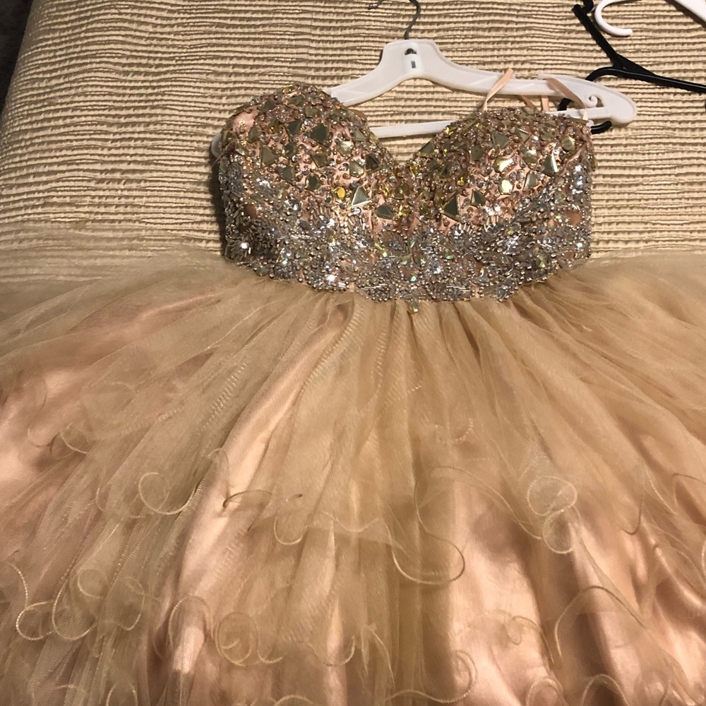 Champagne glitzy Homecoming dress